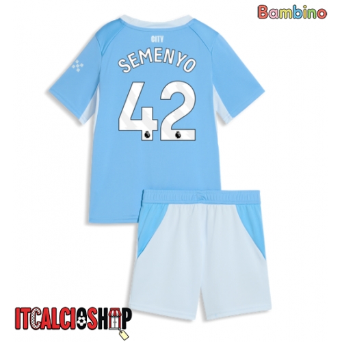Manchester City Antoine Semenyo #42 Prima Maglia Bambino 2026-27 Manica Corta (+ Pantaloni corti)